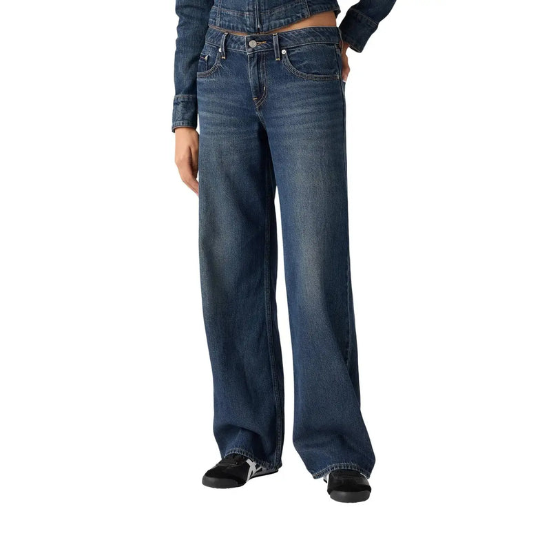 Levi's Damen-Jeans aus Denim in dunkler Waschung mit weitem Bein und klassischem Five-Pocket-Design aus blauem Baumwoll-Lyocell