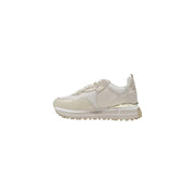 Liu Jo beige leather and polyester women’s sneakers with textured sole and metallic accents