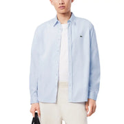 Light blue button-down shirt from Men Casual Beige Outfit displayed with white tote bag