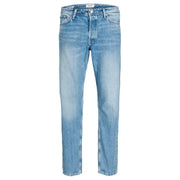 Light blue denim jeans by Jack and Jones, made of 100 percent cotton for Fall Winter