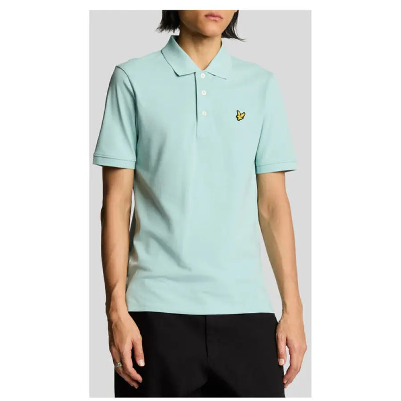 Light blue polo shirt from Lyle & Scott Men’s collection displayed elegantly