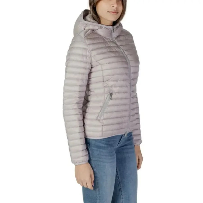 Light gray hooded puffer jacket from Colmar Originals Women’s collection
