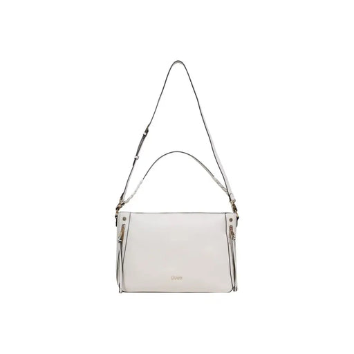 Liu jo beige leather crossbody handbag with gold-tone hardware detachable shoulder strap and multiple pockets