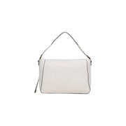 Liu Jo beige leather handbag with white braided shoulder strap and black trim featuring multiple pockets