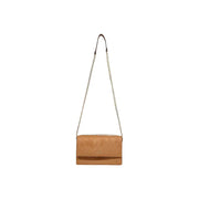 Liu jo beige polyester handbag shoulder bag 23x16x9 with tan leather crossbody design chain strap embossed logo