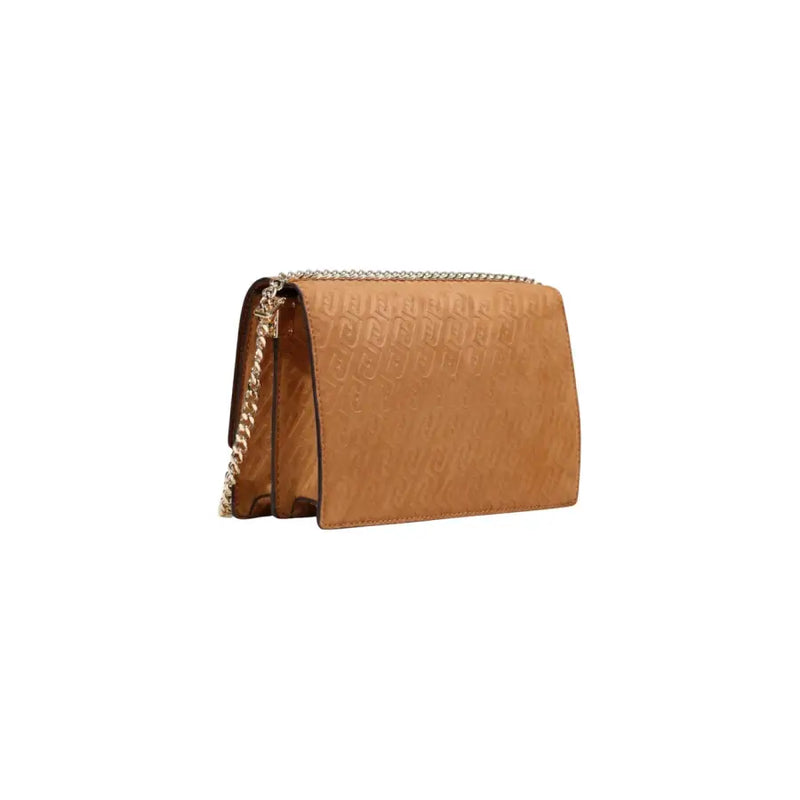 Liu Jo beige polyester handbag shoulder bag with tan leather crossbody bag embossed pattern and gold-tone chain strap