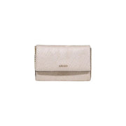 Liu Jo Beigefarbene Clutch aus Polyester mit geprägtem Logo und goldenem Kettenriemen