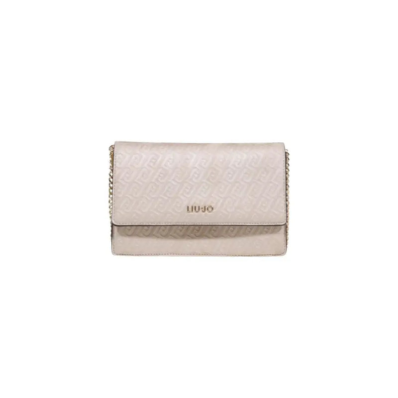 Liu Jo Beigefarbene Clutch aus Polyester mit geprägtem Logo und goldenem Kettenriemen