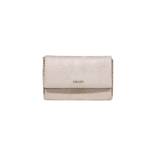 Liu Jo Beigefarbene Clutch aus Polyester mit geprägtem Logo und goldenem Kettenriemen