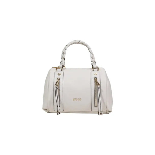 Liu Jo Sac à main en polyuréthane beige avec anses tressées en cuir blanc et fermetures éclair dorées