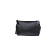 Liu jo black handbag made of textured leather with tassel detail gold-tone hardware shoulder strap and zip pocket