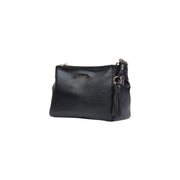 Liu Jo black textured leather clutch with gold-tone hardware tassel detail shoulder strap and zip pocket