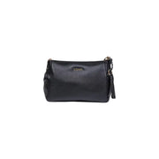 Liu Jo black textured leather clutch with gold-tone hardware tassel strap shoulder strap and zip pocket