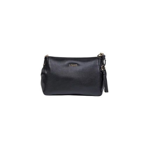 Liu Jo black textured leather clutch with gold-tone hardware tassel strap shoulder strap and zip pocket