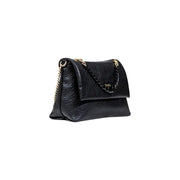 Black leather Liu Jo handbag with gold chain shoulder strap for women in fall winter collection