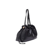 Liu jo black leather tote bag with drawstring closure gold-tone hardware and interior pocket for everyday use