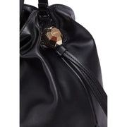 Liu jo black leather bucket bag with gold-tone faceted metal clasp and interior pocket for stylish storage