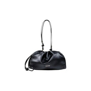 Black leather drawstring shoulder bag from Liu Jo with lace detail for women Fall Winter