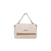 Pale cream women’s shoulder bag with gold and cream chain strap from Liu Jo Black Polyester Handbag collection