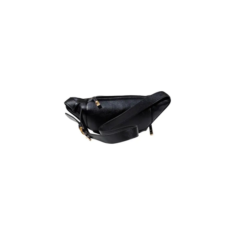 Black leather fanny pack with gold zippers from Liu Jo featuring interior and exterior pockets