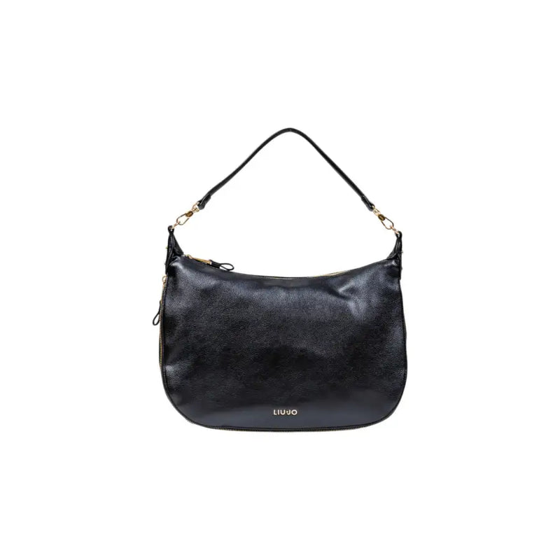 Black leather shoulder bag with gold-tone hardware from Liu Jo for Fall Winter season