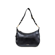 Black leather shoulder bag with curved bottom and gold-tone hardware for Liu Jo Fall Winter collection