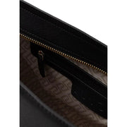 Liu Jo black polyurethane handbag with gold-tone zipper and embossed interior lining with inside pocket