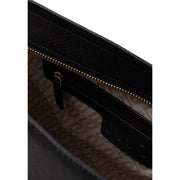 Liu Jo black polyurethane handbag with gold-tone zipper and embossed interior lining with inside pocket