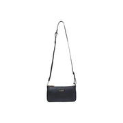 Liu Jo black textured leather crossbody bag with gold-tone logo and adjustable strap featuring zip pocket