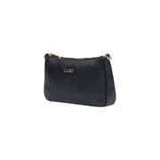 Liu Jo black textured leather clutch with gold-tone zipper and brand logo featuring polyurethane shoulder bag design