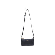 Liu Jo black textured leather crossbody bag with gold-tone logo and adjustable strap featuring zip pocket