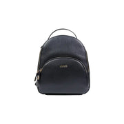 Black leather liu jo rucksack with textured surface gold tone hardware zip and pockets 26x30x13 cm
