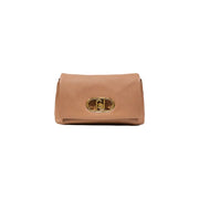 Tan rectangular clutch purse with gold oval turn-lock closure for Liu Jo Black Women Handbag