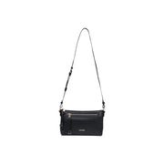 Black liu jo zippered shoulder bag with pockets featuring a sleek minimalist design and silver-toned hardware