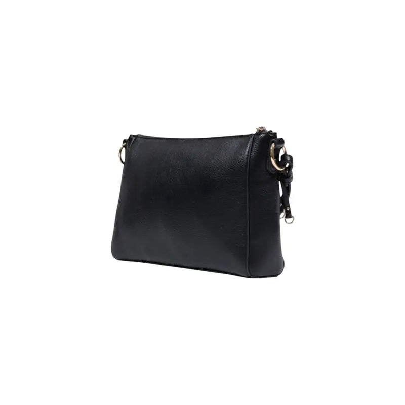 Liu Jo black leather crossbody bag with textured surface gold-tone hardware and zippered pockets for organization
