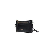 Liu jo black leather crossbody shoulder bag with gold-tone zippers detachable strap and multiple pockets