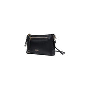 Liu jo black leather crossbody shoulder bag with gold-tone zippers detachable strap and multiple pockets