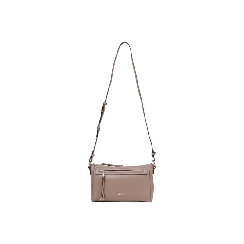 Elegantes Taupe Liu Jo Leder-Umhängetasche mit Reißverschluss, Taschen, minimalistisches Design