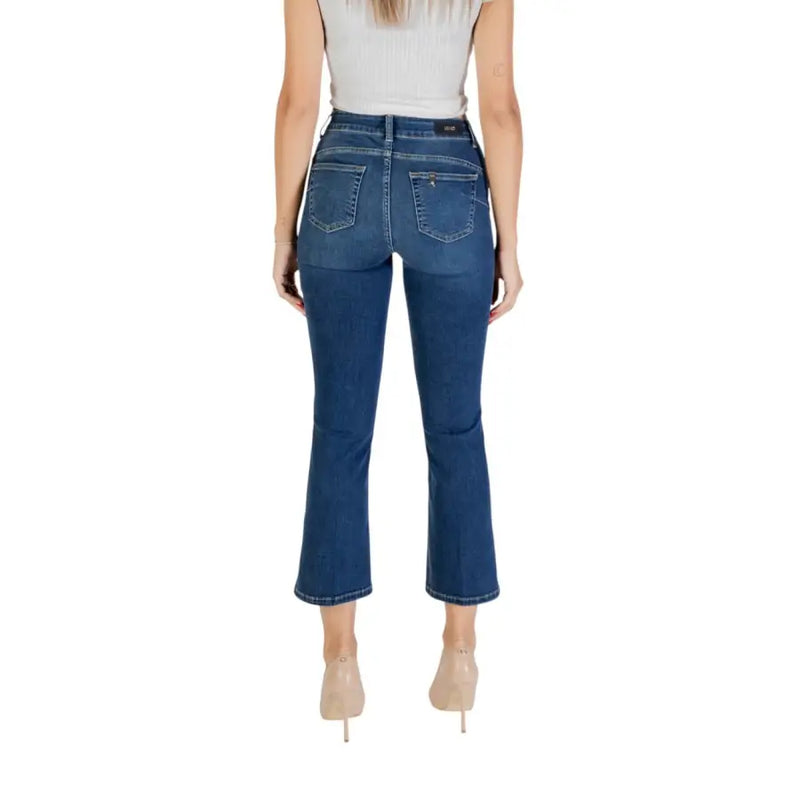 Women’s high-waisted dark blue cropped flare jeans from Liu Jo for women Fall Winter collection