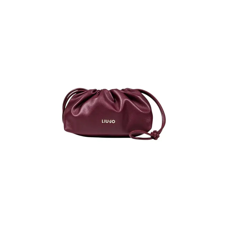 Burgundy leather drawstring pouch bag with shoulder strap from Liu Jo Bordeaux Lace Trim collection