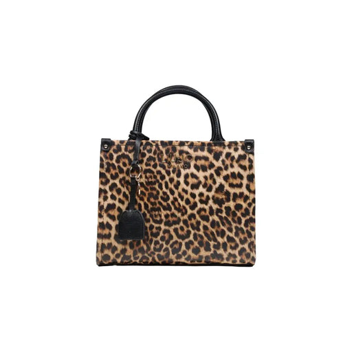 Liu Jo brown leather leopard print mini tote bag with black handles and matching keychain tag with shoulder strap