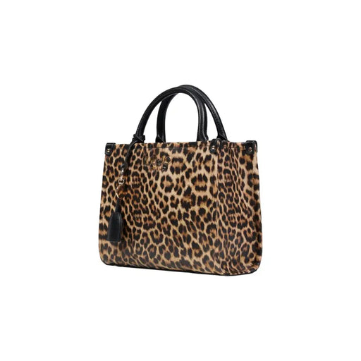Liu Jo brown leopard print handbag tote bag with black leather handles and matching tassel charm shoulder strap