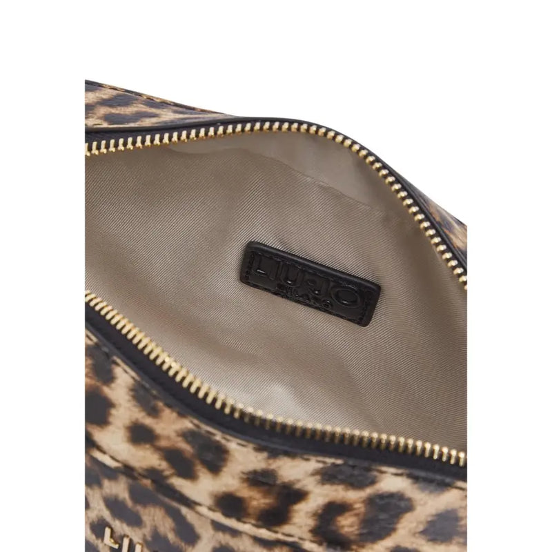 Liu Jo brown leopard print shoulder bag with l.u.c.o. material and zip pocket for secure storage