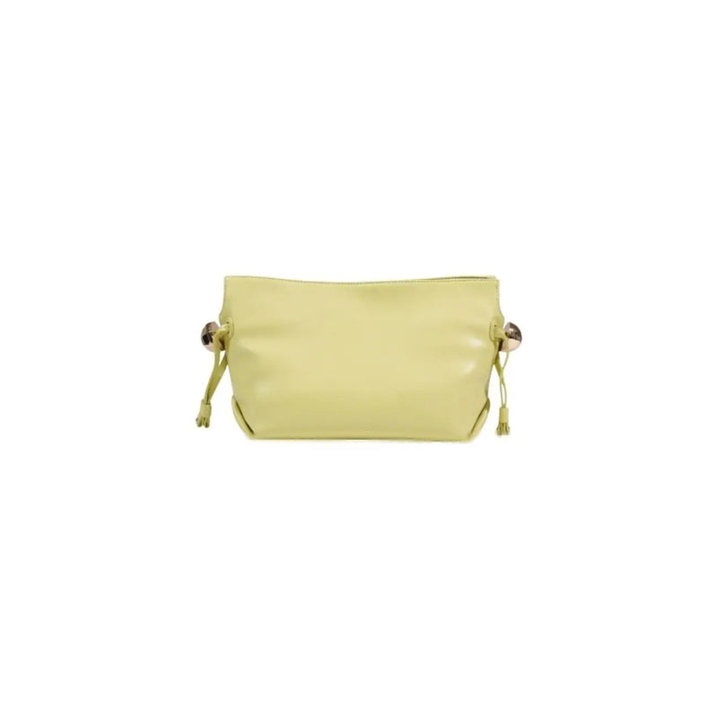 Liu jo green polyurethane handbag in pale yellow glossy leather with gold-tone hardware and matching drawstring ties