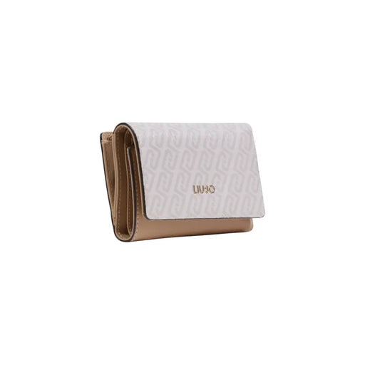 Liu Jo white button wallet with multiple pockets and beige L.U.C.A