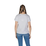 Liu Jo white cotton t-shirt with rhinestones featuring a simple crew neck and short sleeves