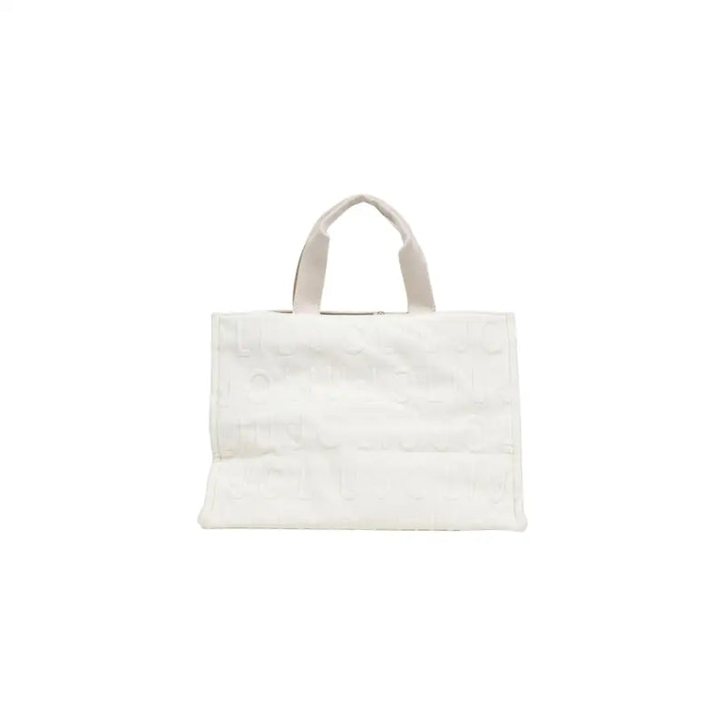 Liu jo white polyester tote bag with matching handles and subtle embossed detailing measuring 41x30x10 cm