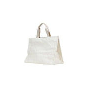 Liu jo white polyester tote bag 41x30x10 cm with subtle embossed logo pattern and matching handles