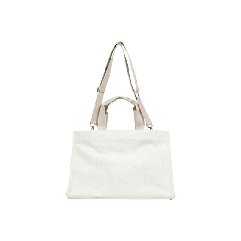 Liu Jo white polyester tote bag with beige shoulder straps and subtle embossed logo detailing 41x30x10 cm