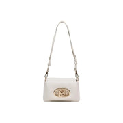 Liu Jo white polyurethane shoulder bag with sleek leather crossbody design and gold tone logo clasp closure